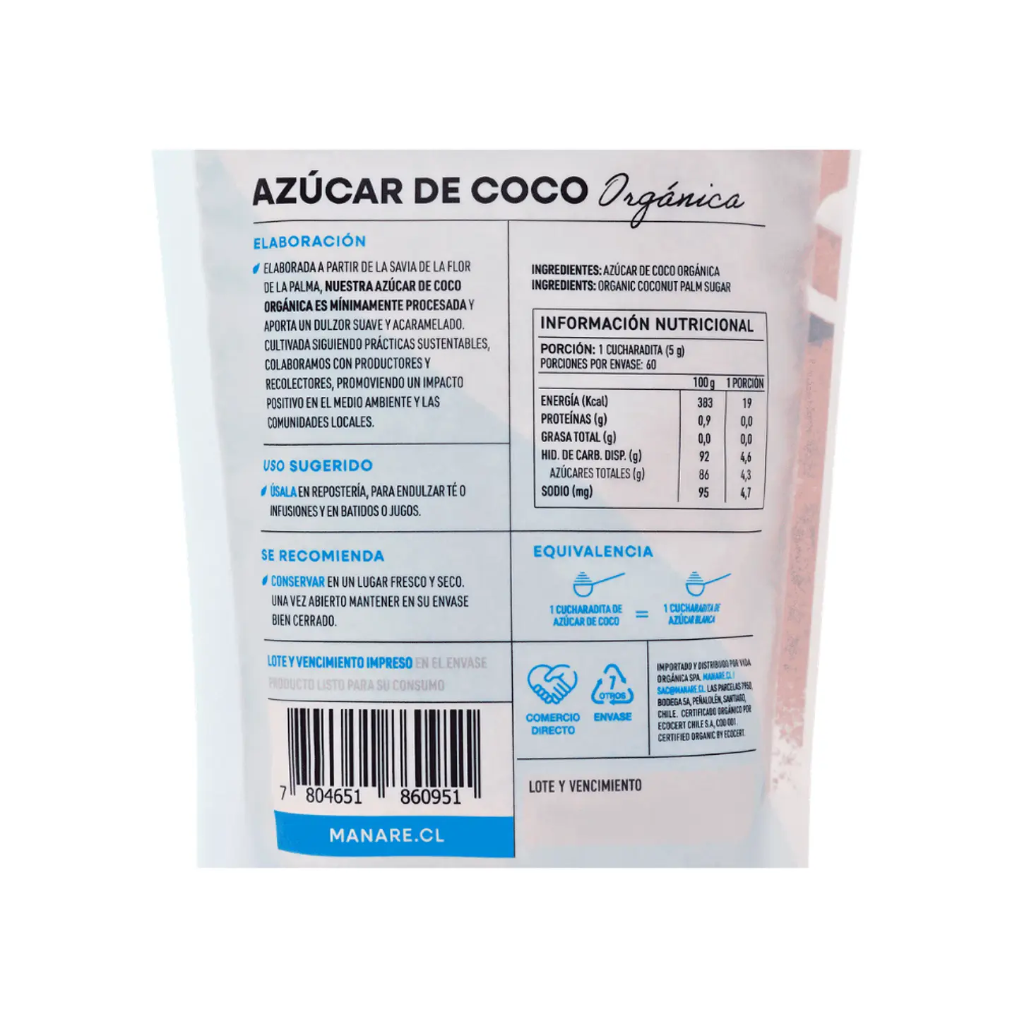 Azucar de Coco 300gr Manare 3