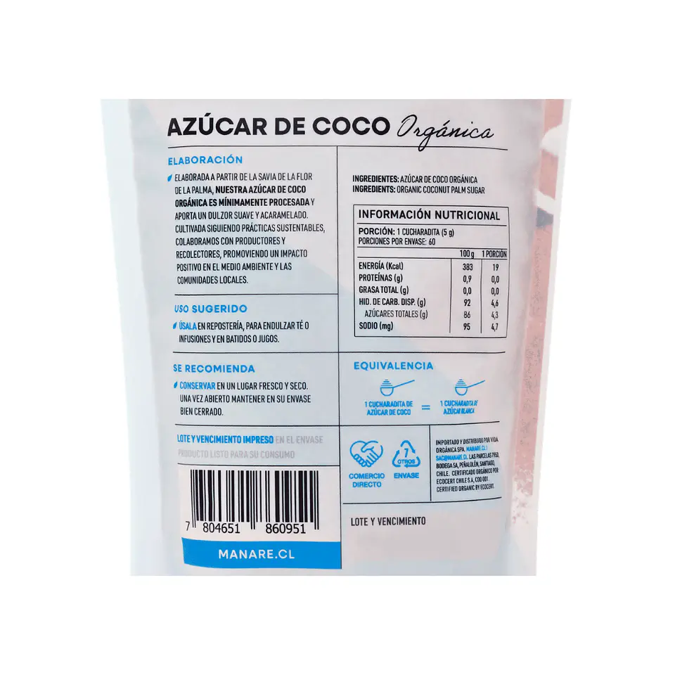 Azucar de Coco 300gr Manare 3