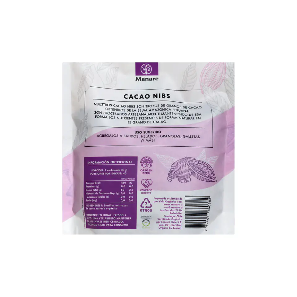 Cacao Nibs Organico Manare 200 gr 3