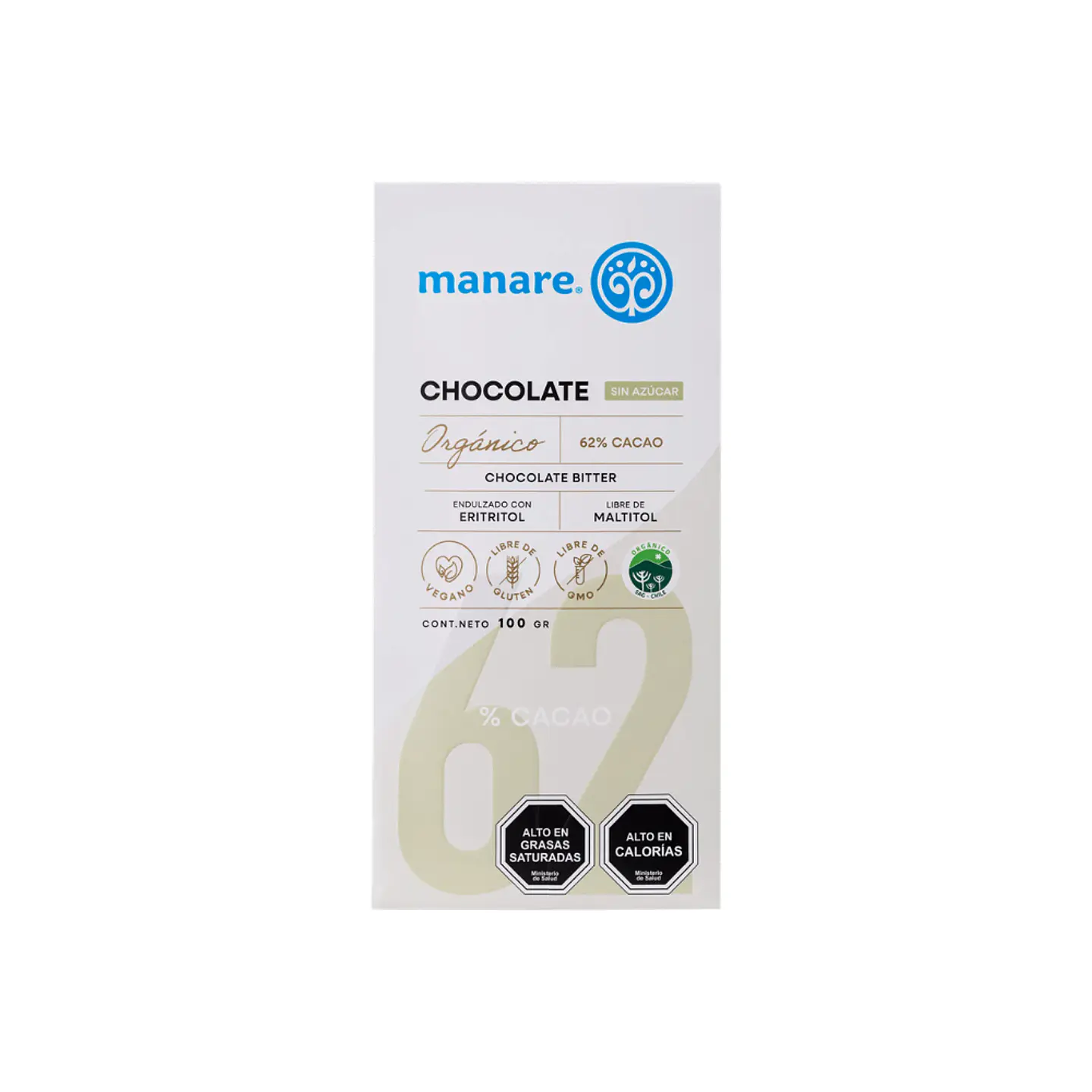 Chocolate 62 % cacao c/eritritol 100 gr  1