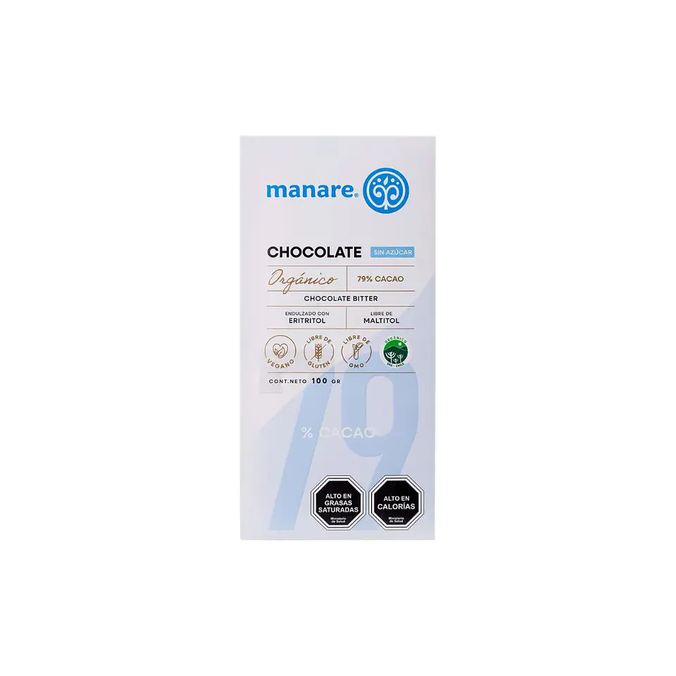 Chocolate 79% cacao c/eritritol 100 gr Manare 1