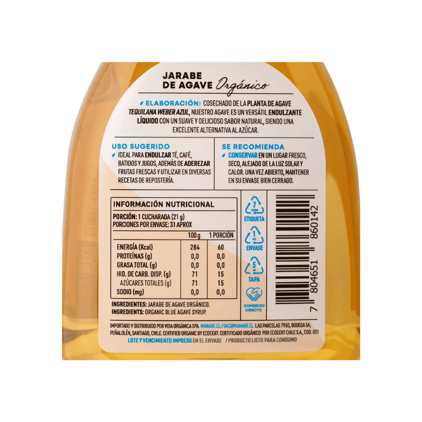Jarabe de Agave Manare 660gr 4