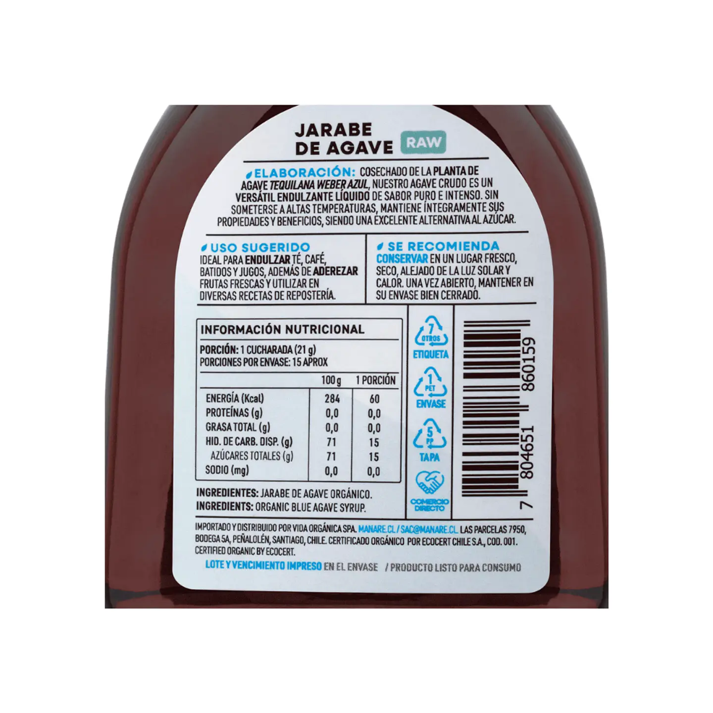 Jarabe de Agave RAW Manare 330ml 3