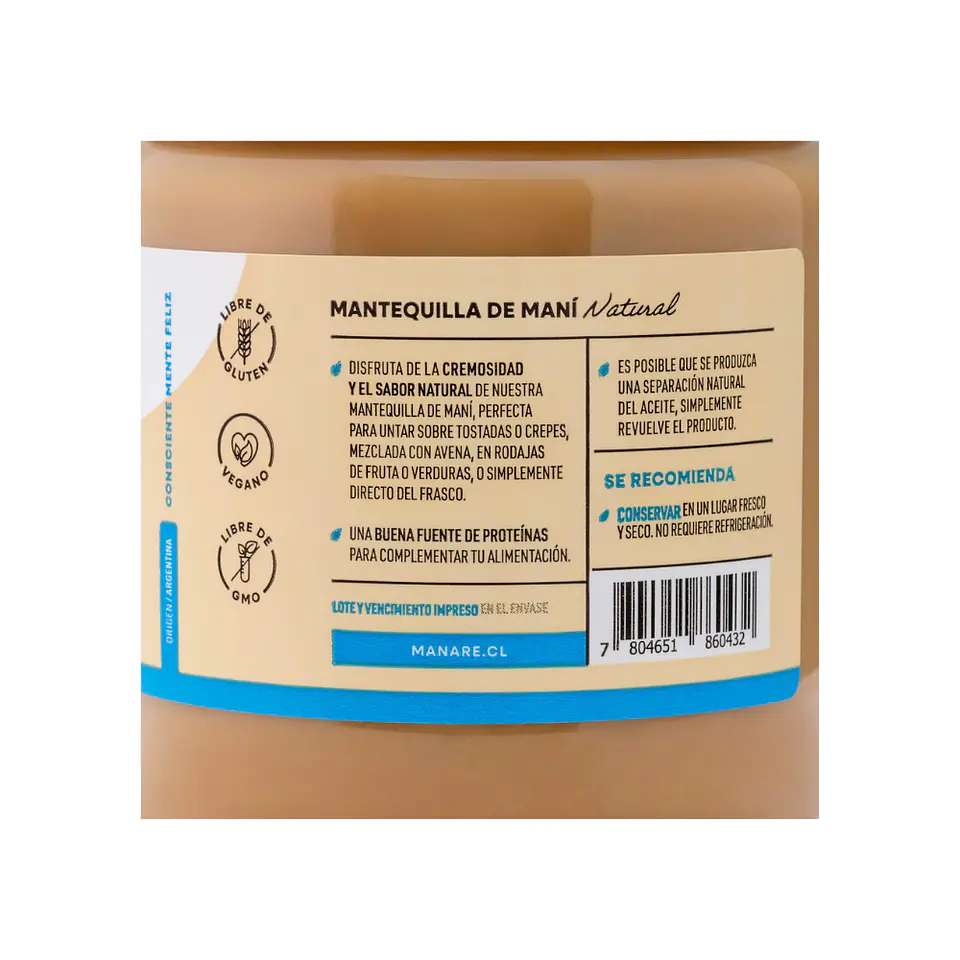 Mantequilla de Maní  250 gr manare 3