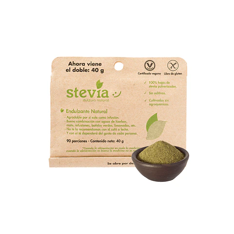 Stevia hoja pulverizada 40 gr 90 porc Dulzura Natural