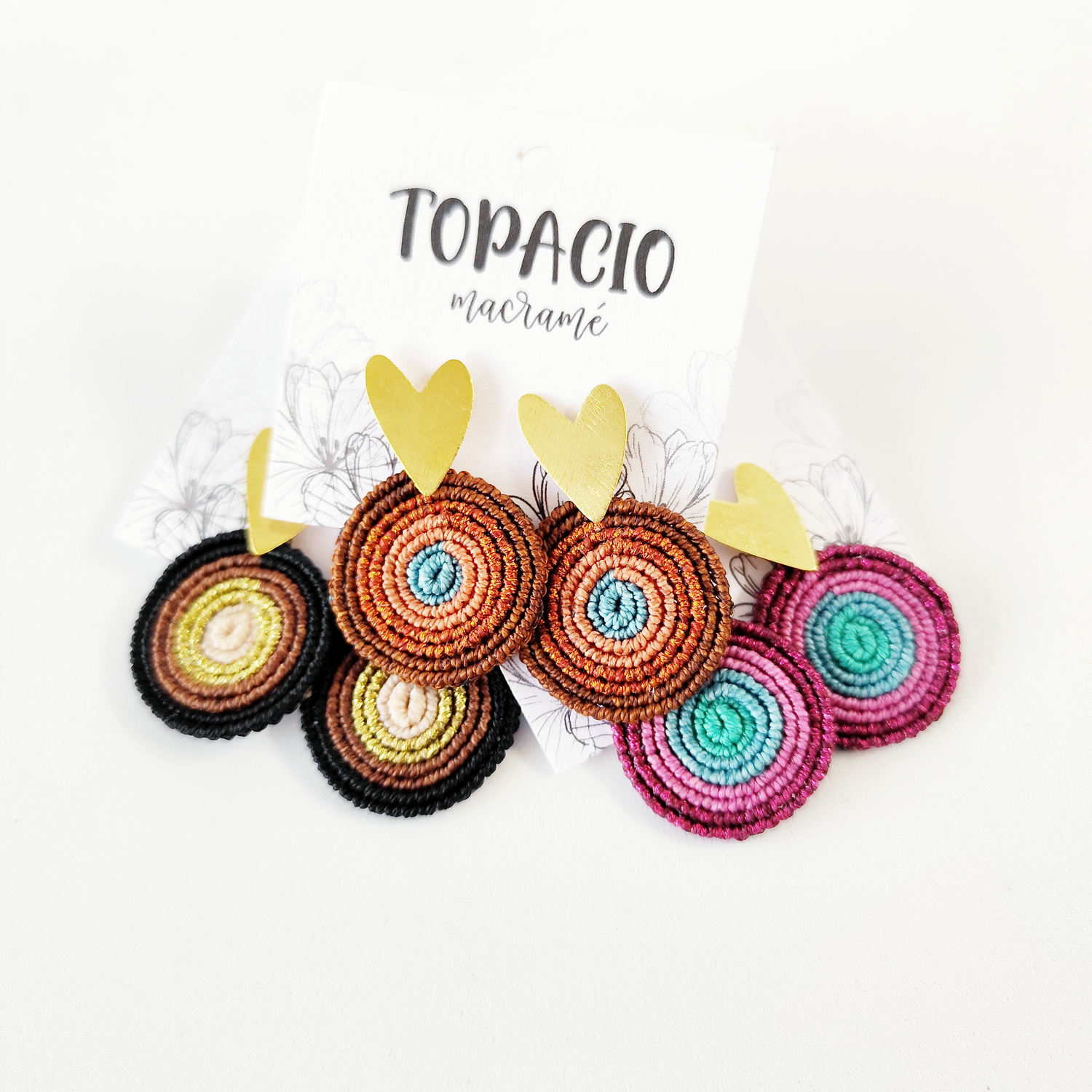 Aros Encantos de Amor Rosa – Topacio Macramé 3