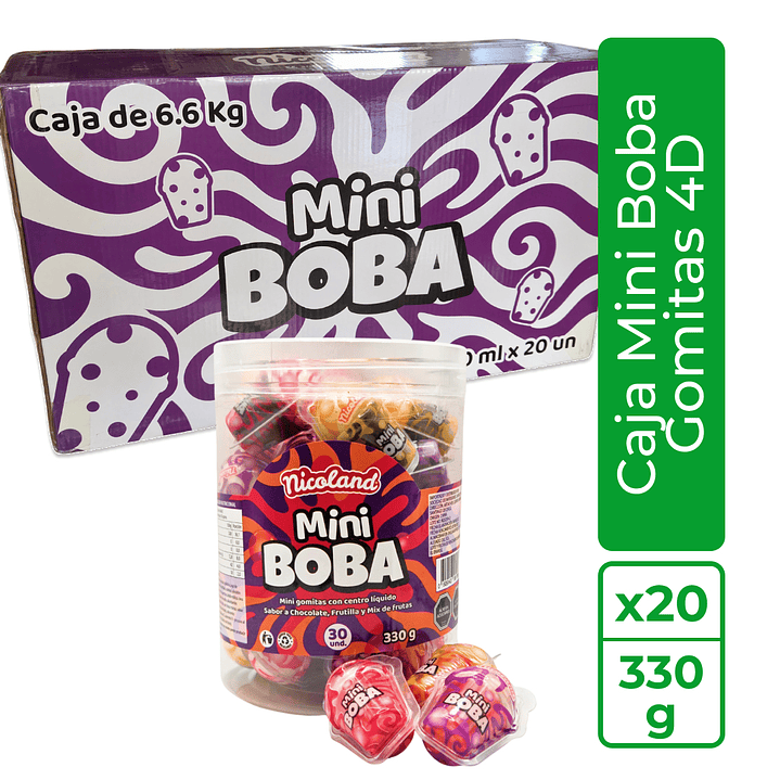 Caja Mini Boba - Gomitas 4d 1