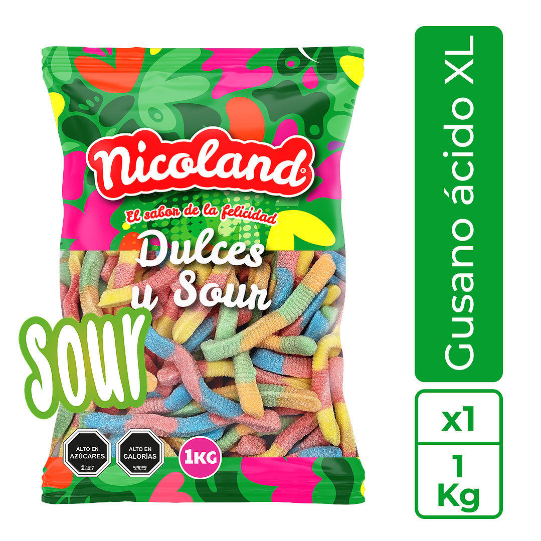 Gomita Gusano Ácido Duro XL 1 kg 1