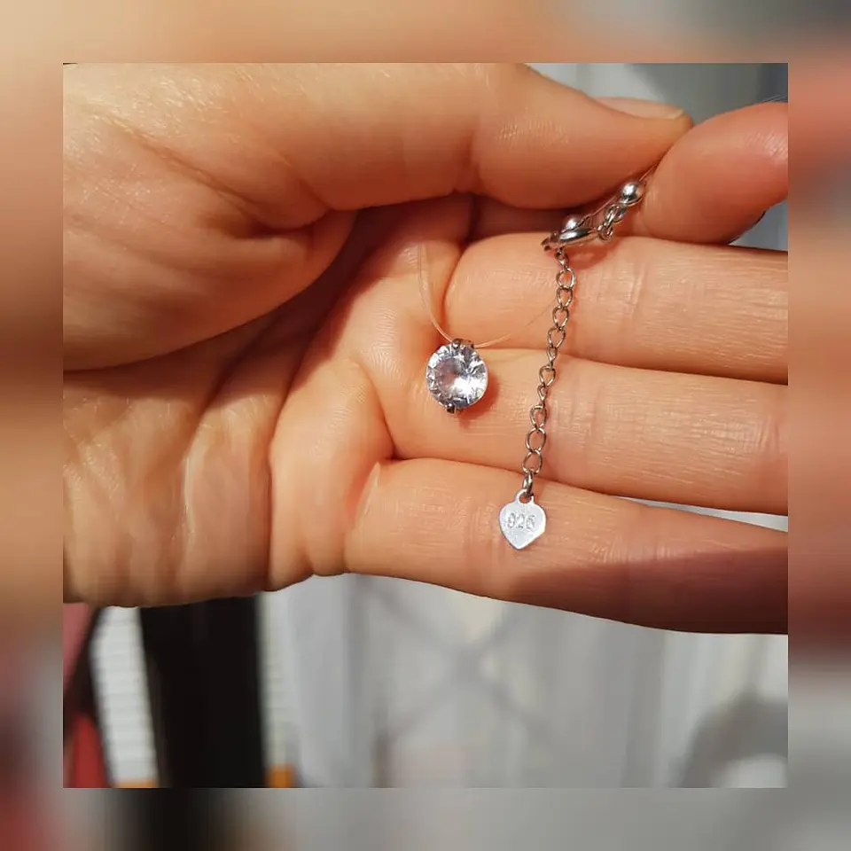 Colgante Collar Punto Luz Plata Gargantilla Transparente 6