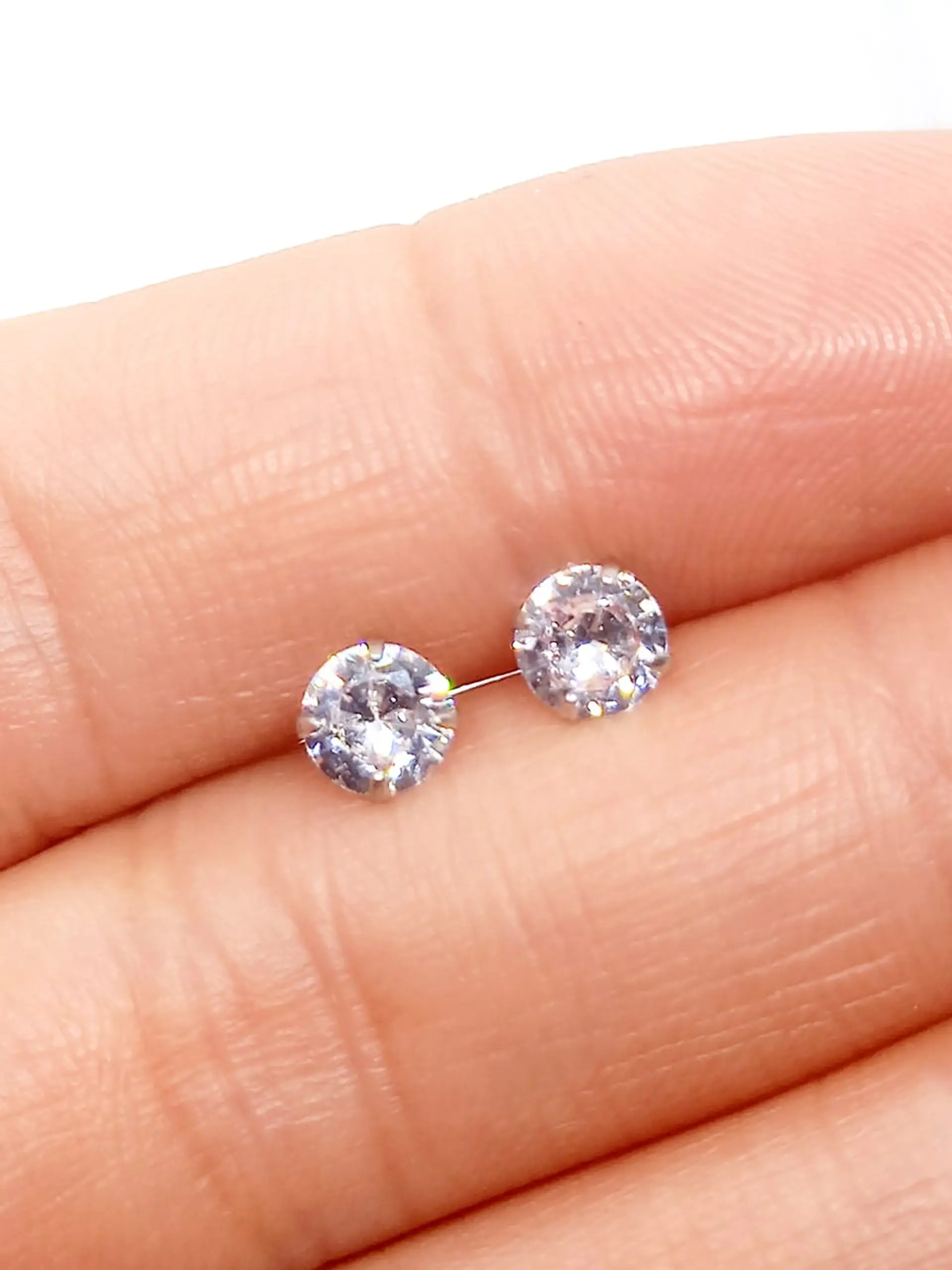 Pendientes Aretes Aros Puntos Luz En Plata 925 Zirconia 5mm 5
