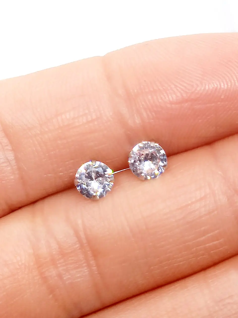 Pendientes Aretes Aros Puntos Luz En Plata 925 Zirconia 5mm 5