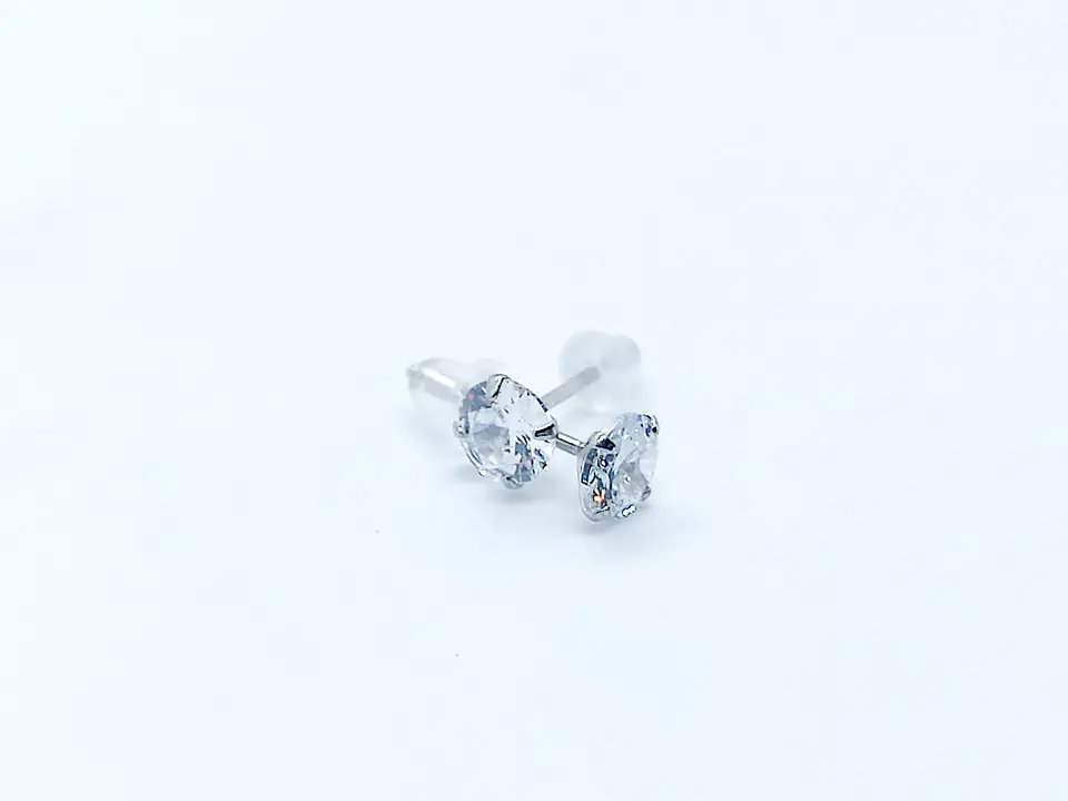 Pendientes Aretes Aros Puntos Luz En Plata 925 Zirconia 5mm 4