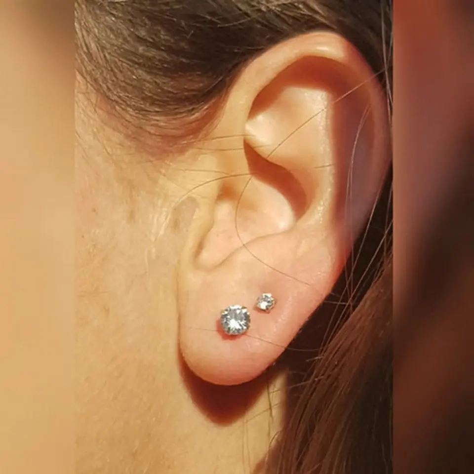 Aros Puntos de Luz En Plata 925 Zirconia 7mm 5