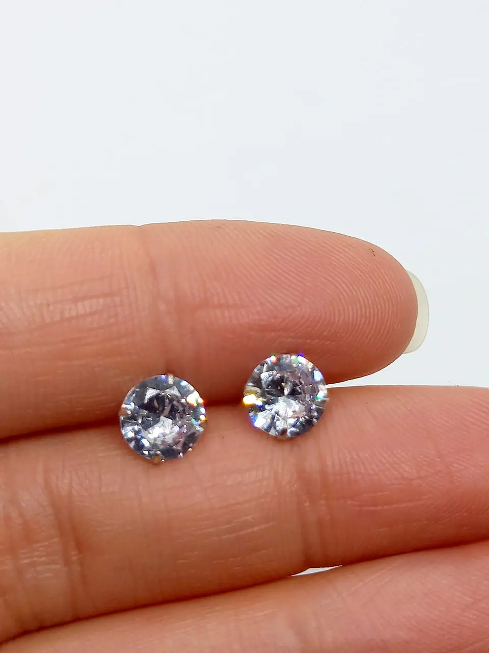 Aros Puntos de Luz En Plata 925 Zirconia 7mm 9