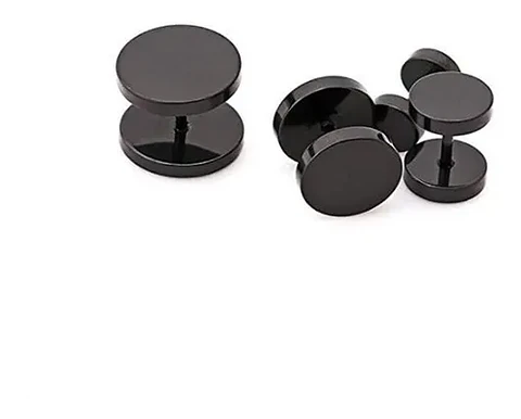 Aros Barbell Punk Black Rock Hombre Mujer Moda Juvenil 8mm