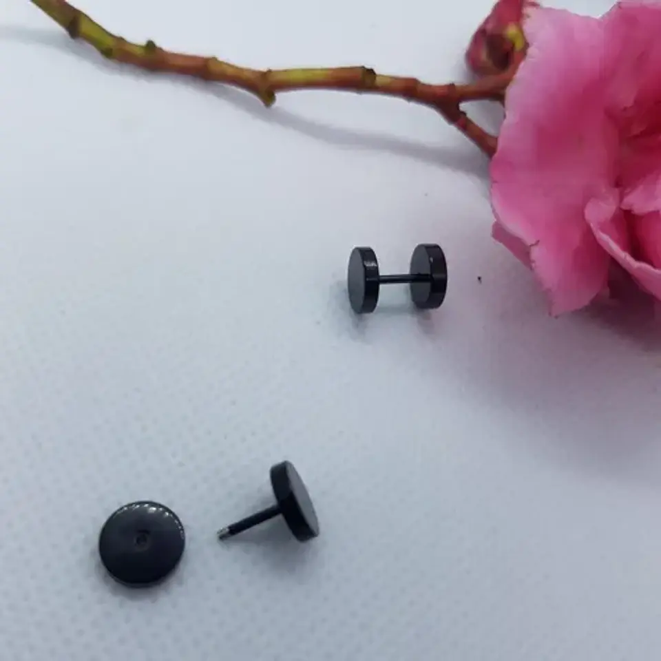 Aros Barbell Punk Black Rock Hombre Mujer Moda Juvenil 8mm 2