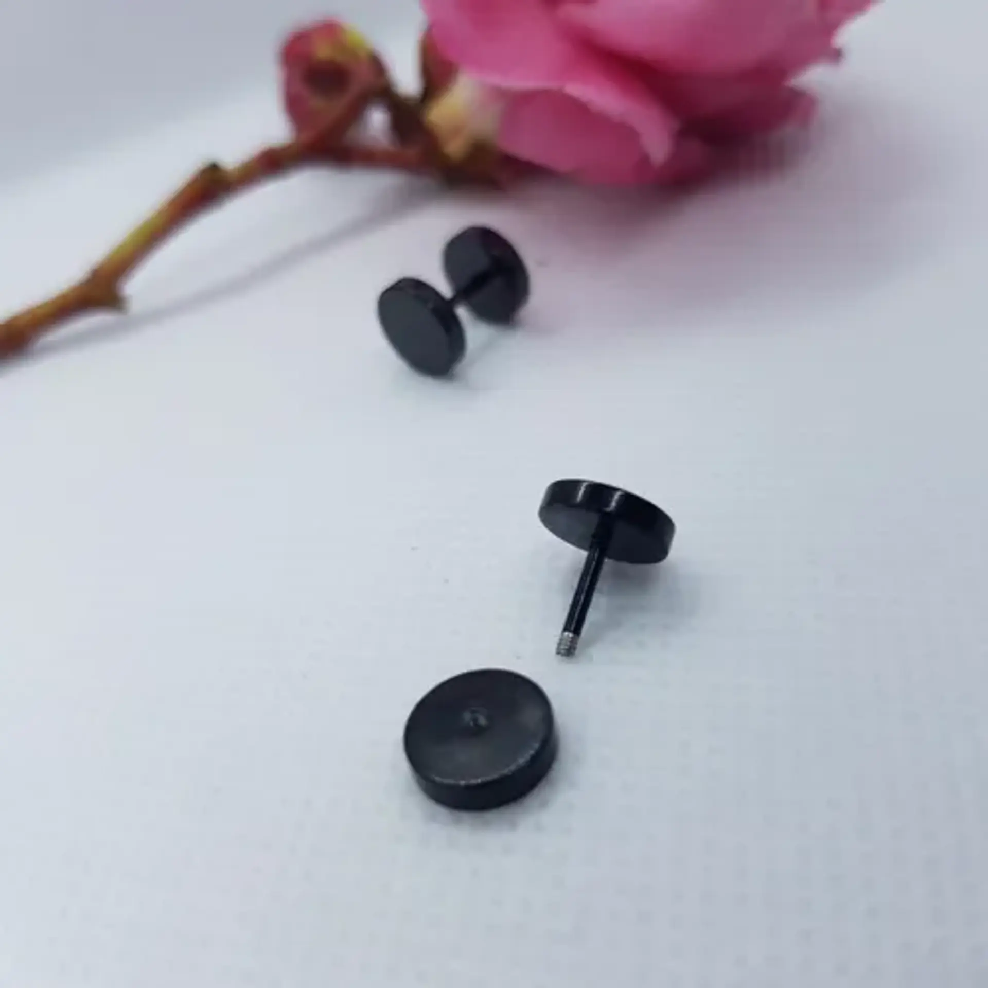 Aros Barbell Punk Black Rock Hombre Mujer Moda Juvenil 8mm 4
