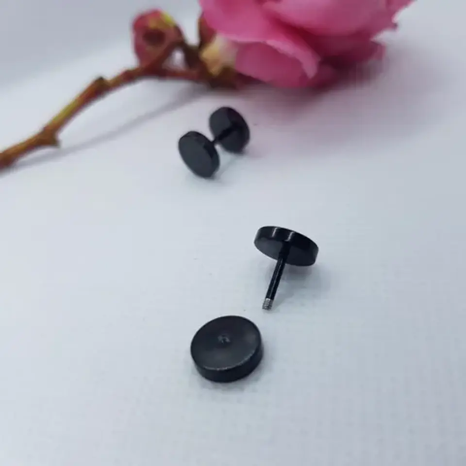 Aros Barbell Punk Black Rock Hombre Mujer Moda Juvenil 8mm 4