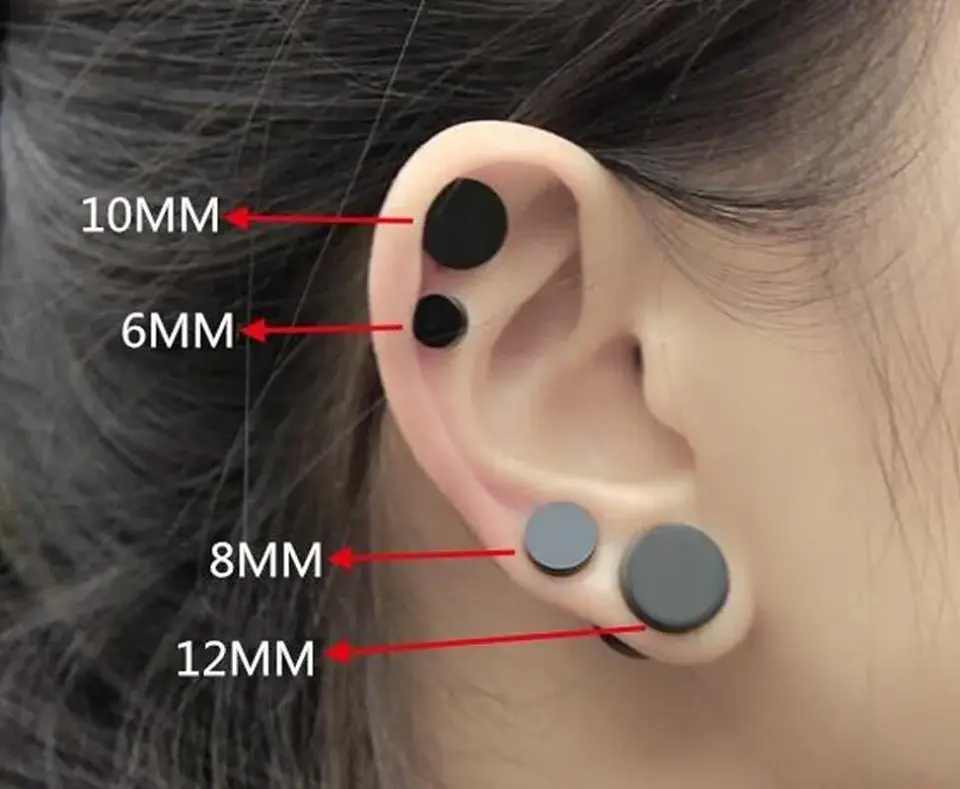 Aros Barbell Punk Black Rock Hombre Mujer Moda Juvenil 8mm 5