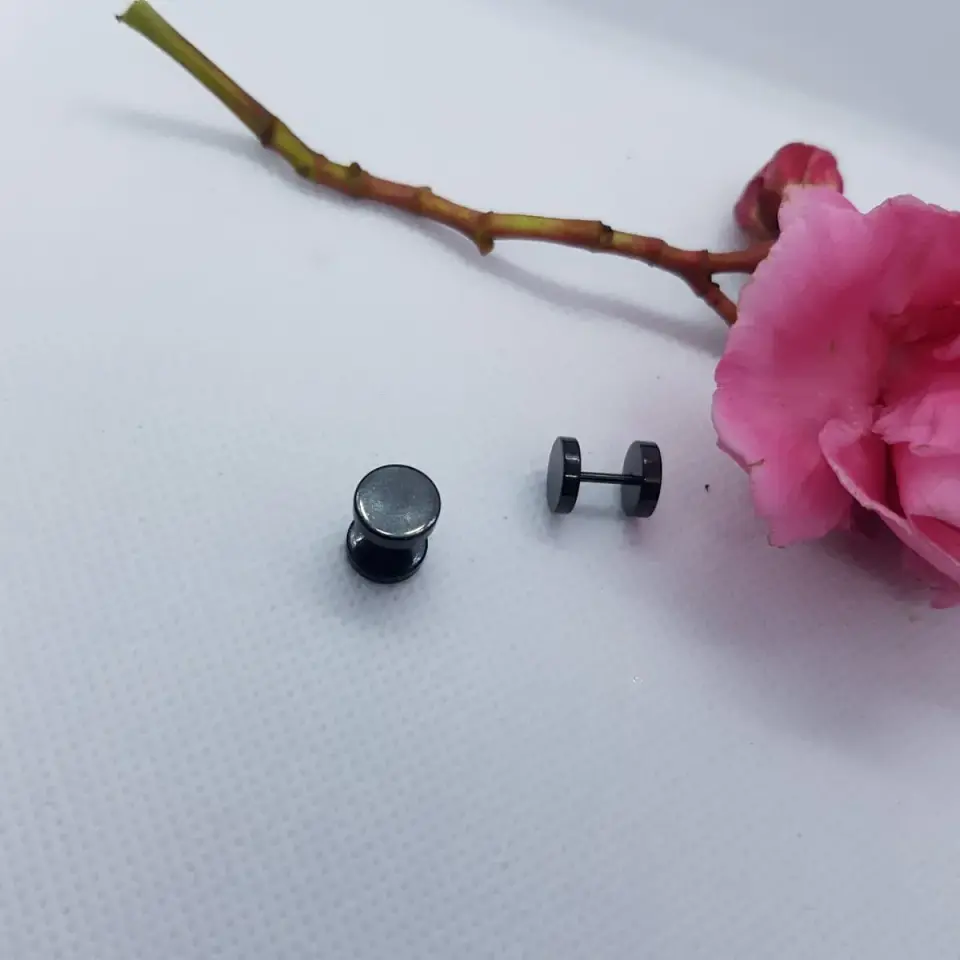 Aros Barbell Punk Black Rock Hombre Mujer Moda Juvenil 8mm 6