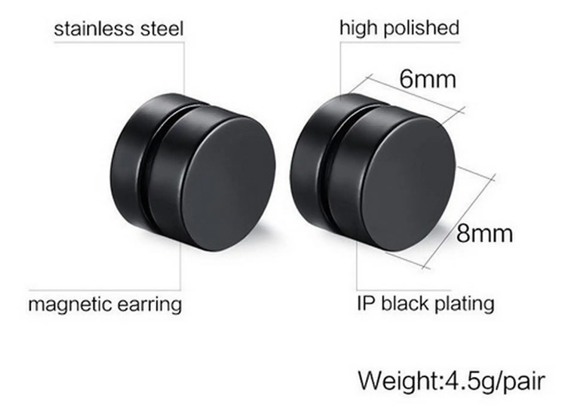 Aros Iman Redondo Punk Sin perforacion 8mm 3