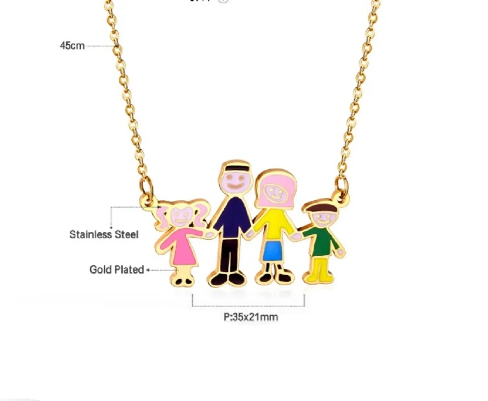 Colgante dije colores Familia chapado en oro 18k  2