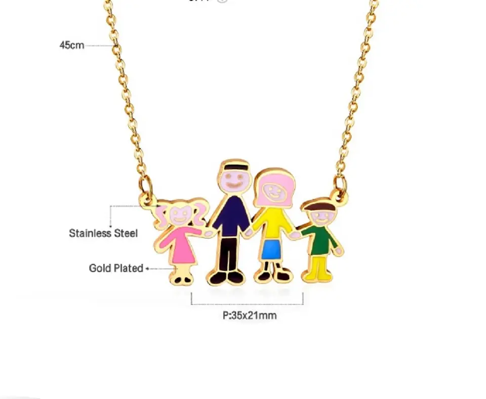 Colgante dije colores Familia chapado en oro 18k  2