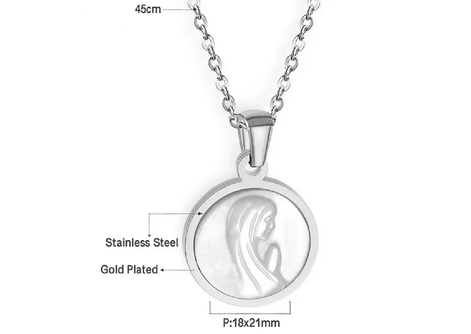 Colgante Collar hipoalergénico con dije Virgen niña Nacarado  7