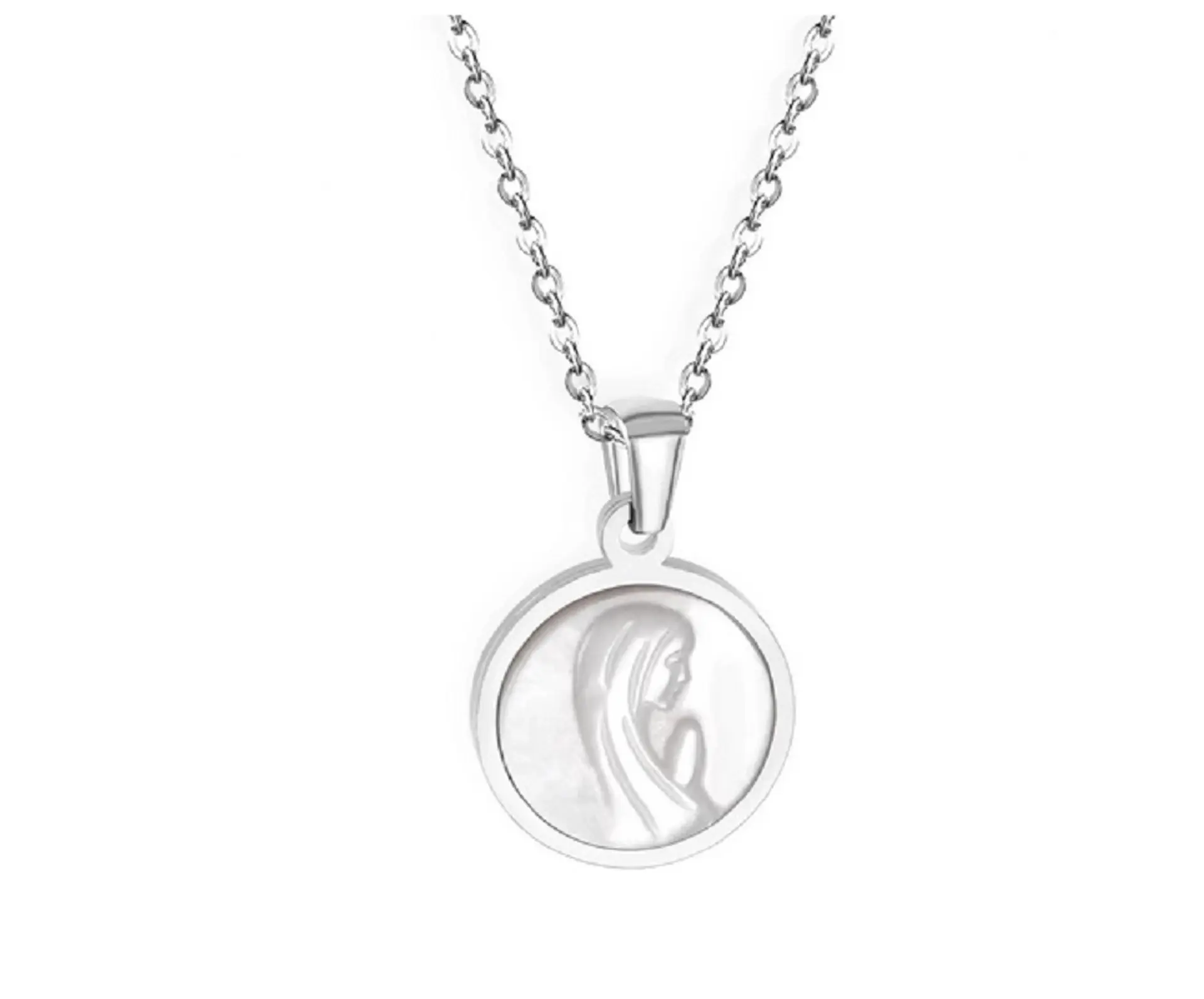 Colgante Collar hipoalergénico con dije Virgen niña Nacarado  1
