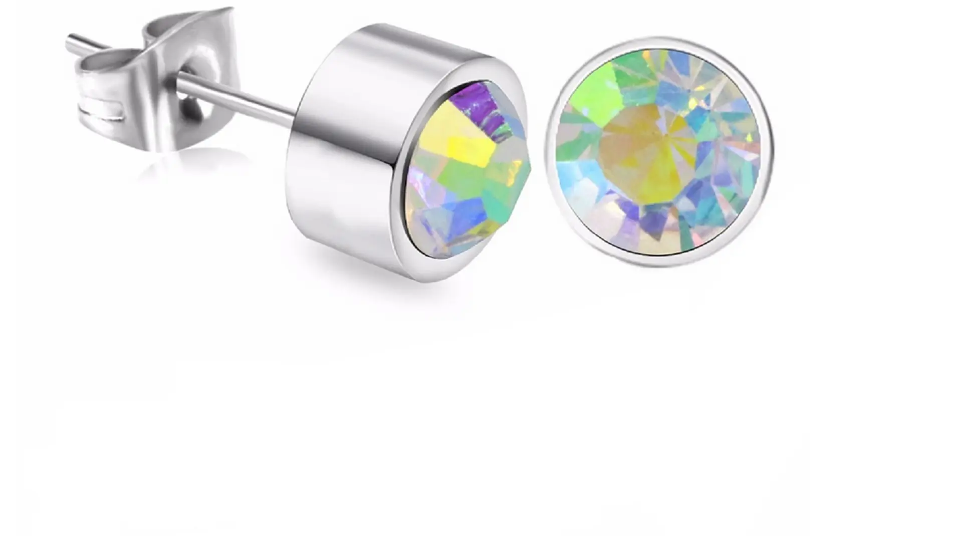 Punto Luz Tornasolados Acero Inoxidable Aretes Aros   1
