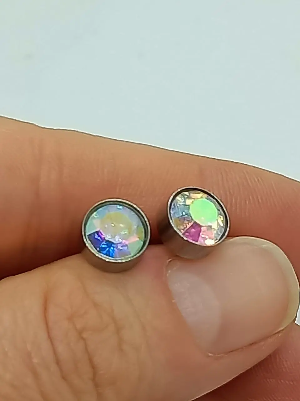 Punto Luz Tornasolados Acero Inoxidable Aretes Aros   3