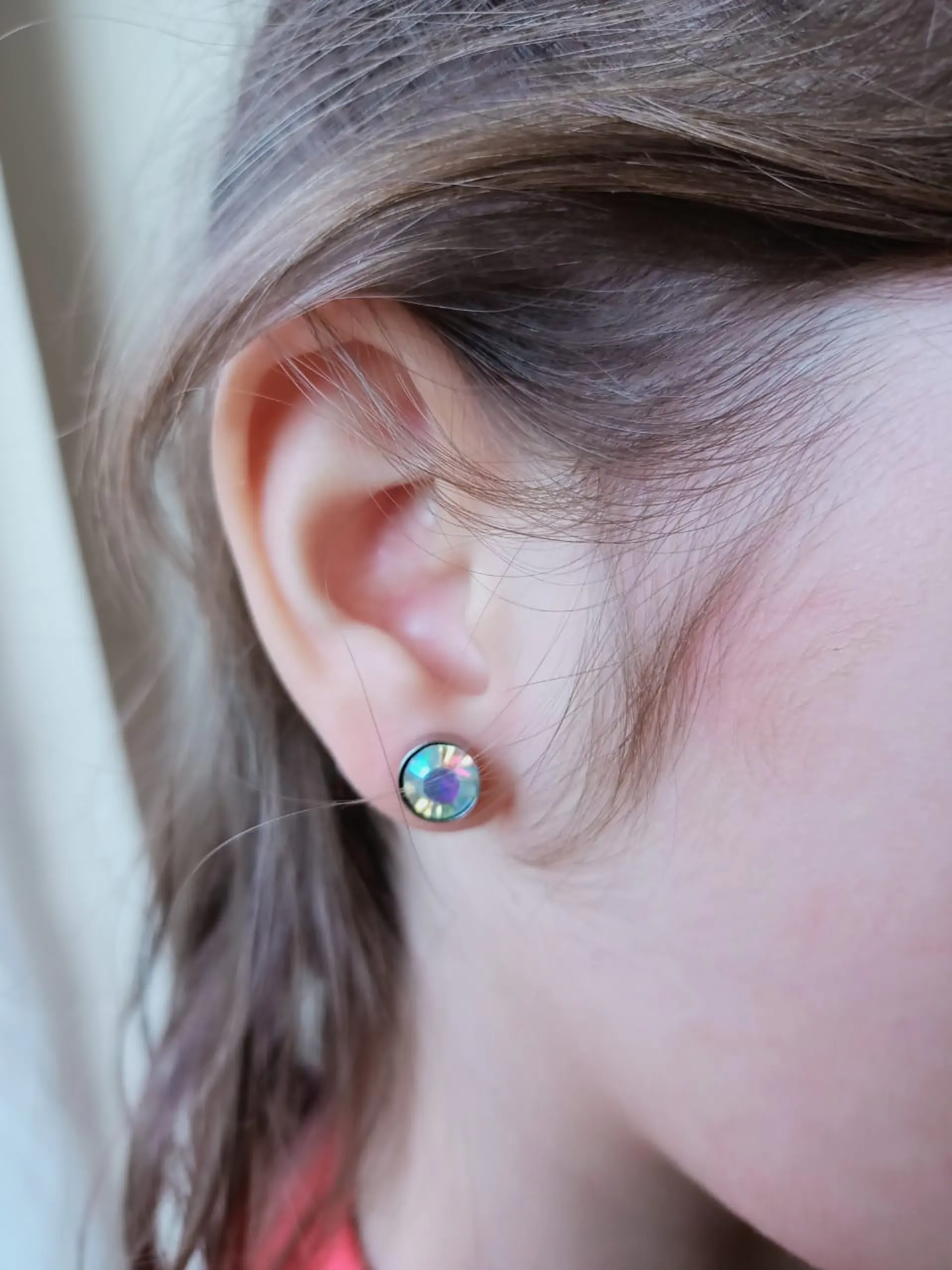 Punto Luz Tornasolados Acero Inoxidable Aretes Aros   6