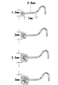 Set (04) de piercing acero quirúrgico  zirconia nariz boca oreja tipo L o S - Miniatura 2