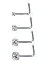 Set (04) de piercing acero quirúrgico  zirconia nariz boca oreja tipo L o S - Miniatura 9