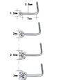 Set (04) de piercing acero quirúrgico  zirconia nariz boca oreja tipo L o S - Miniatura 10