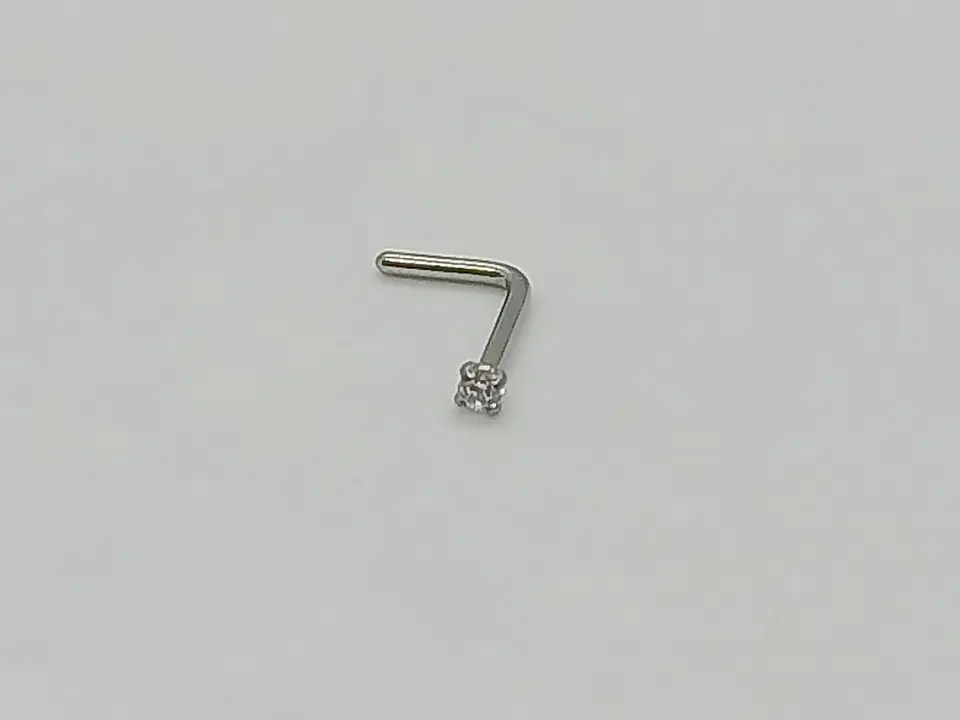 Set (04) de piercing acero quirúrgico  zirconia nariz boca oreja tipo L o S 12
