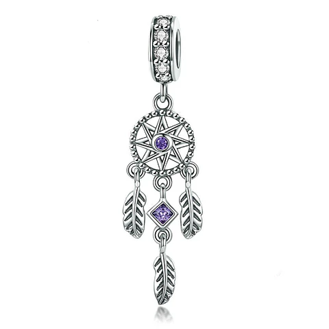 Charm dije abalorio atrapasueños pulsera o colgante lila estilo Pandora