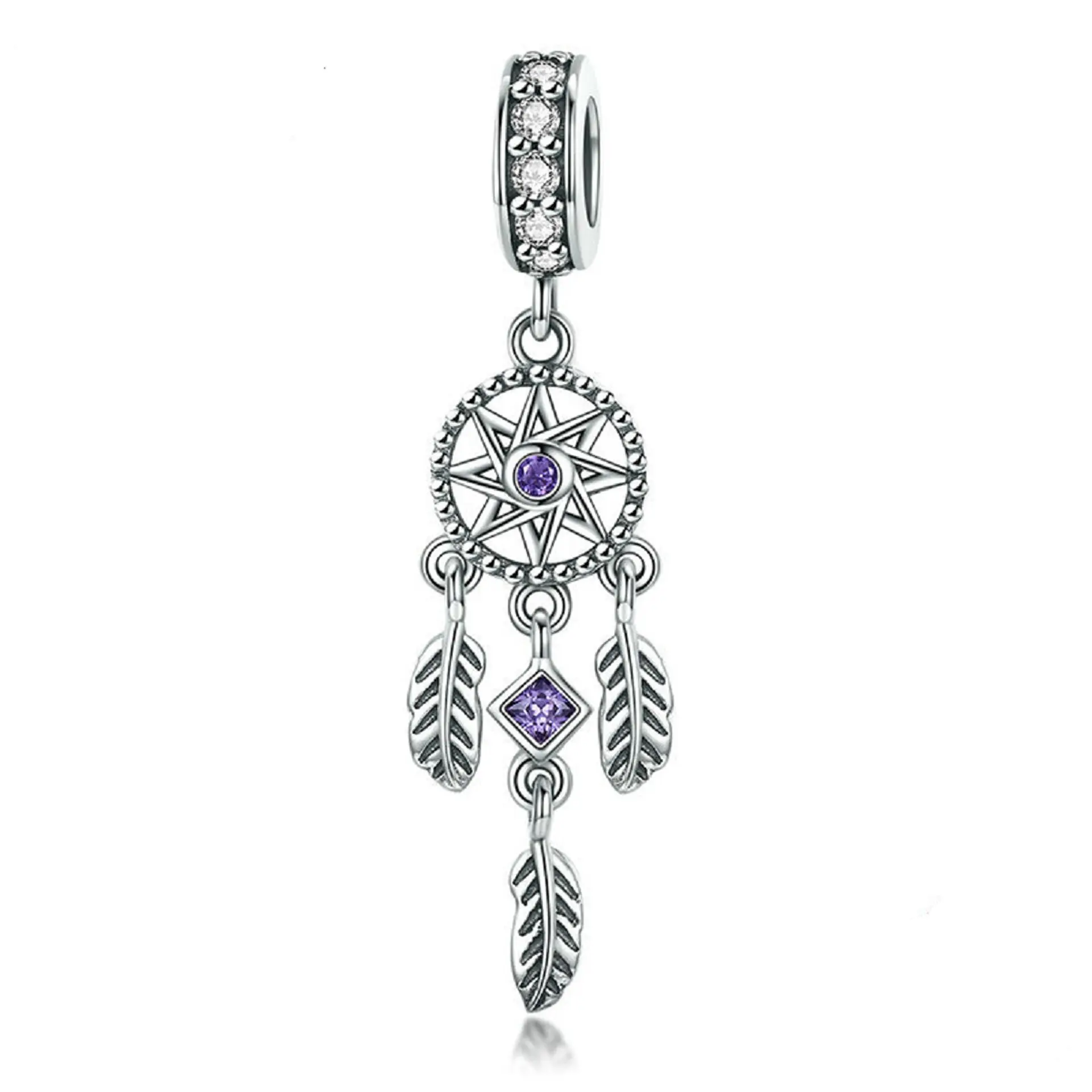 Charm dije abalorio atrapasueños pulsera o colgante lila estilo Pandora 1
