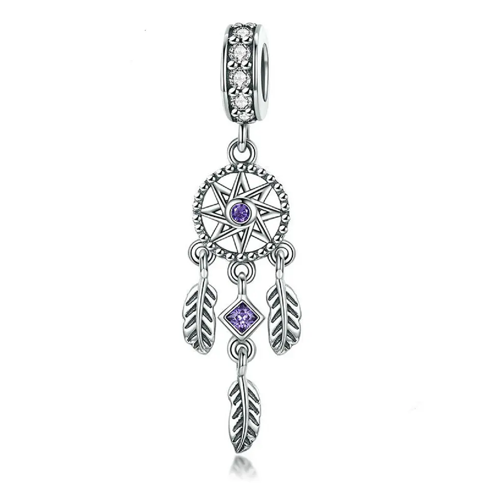 Charm dije abalorio atrapasueños pulsera o colgante lila estilo Pandora 1