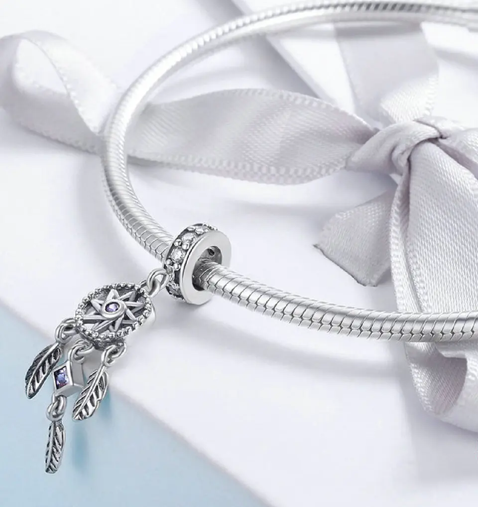 Charm dije abalorio atrapasueños pulsera o colgante lila estilo Pandora 2