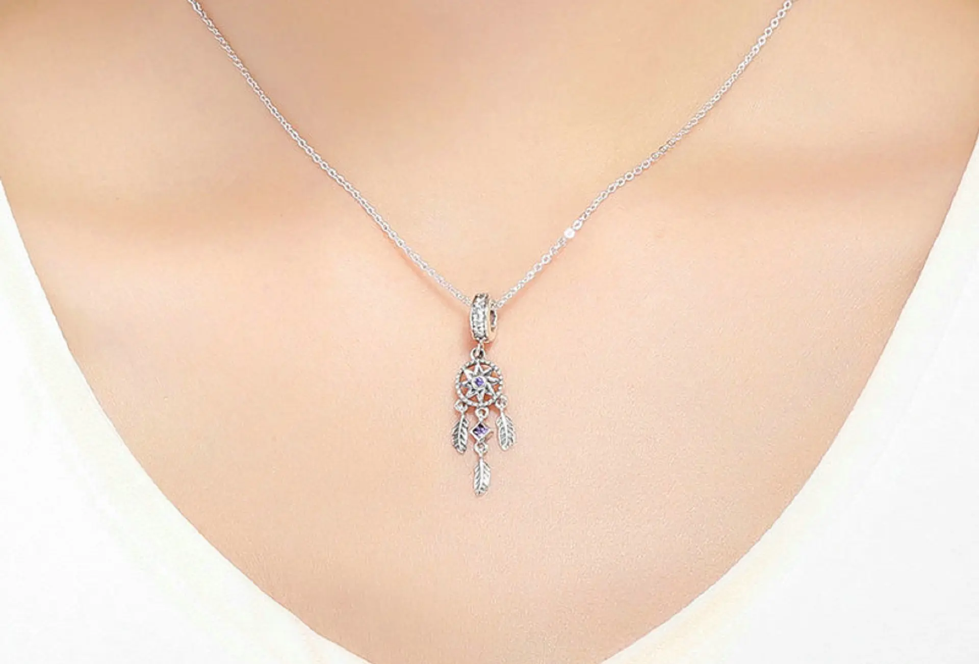 Charm dije abalorio atrapasueños pulsera o colgante lila estilo Pandora 4