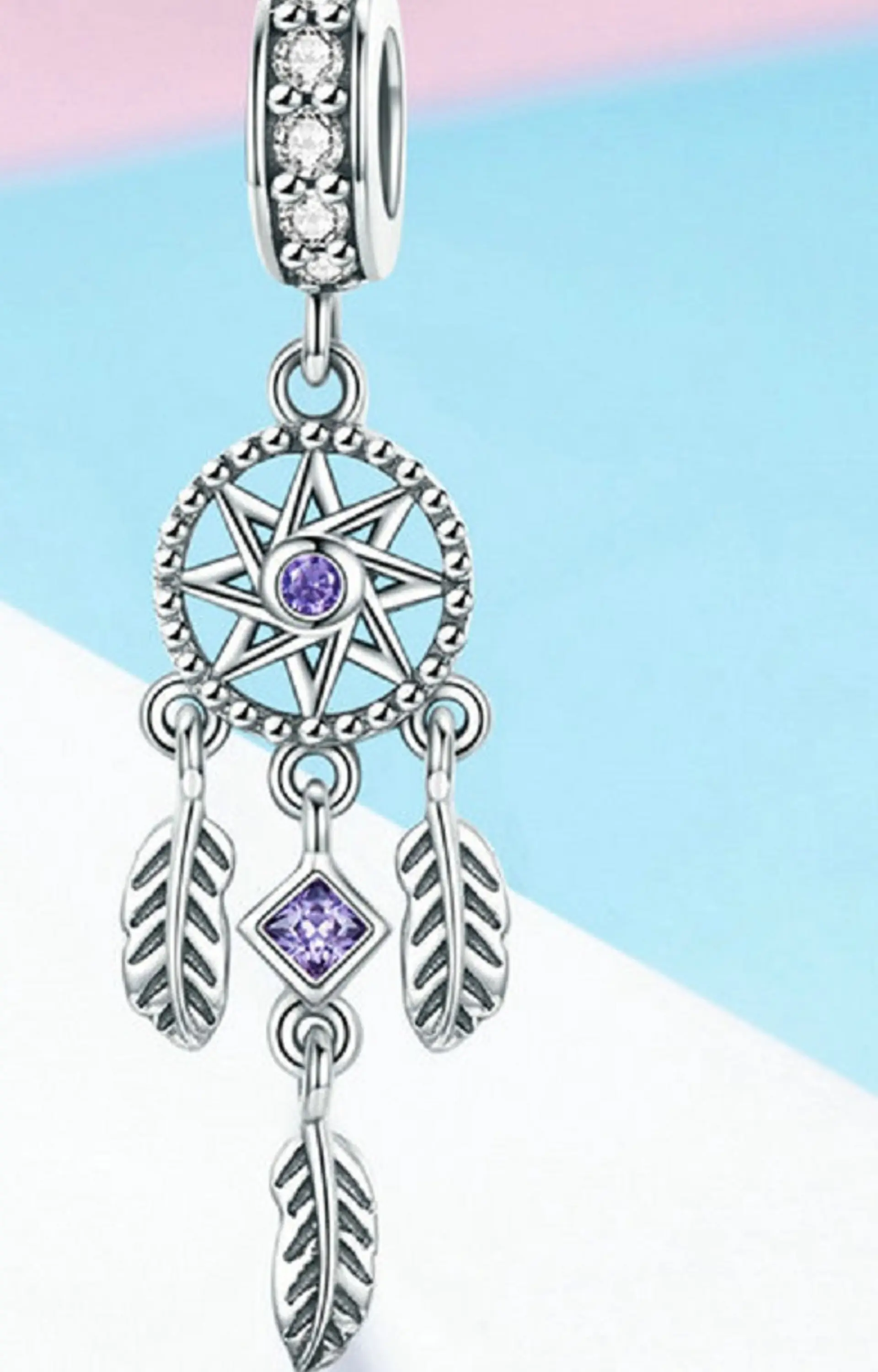Charm dije abalorio atrapasueños pulsera o colgante lila estilo Pandora 5