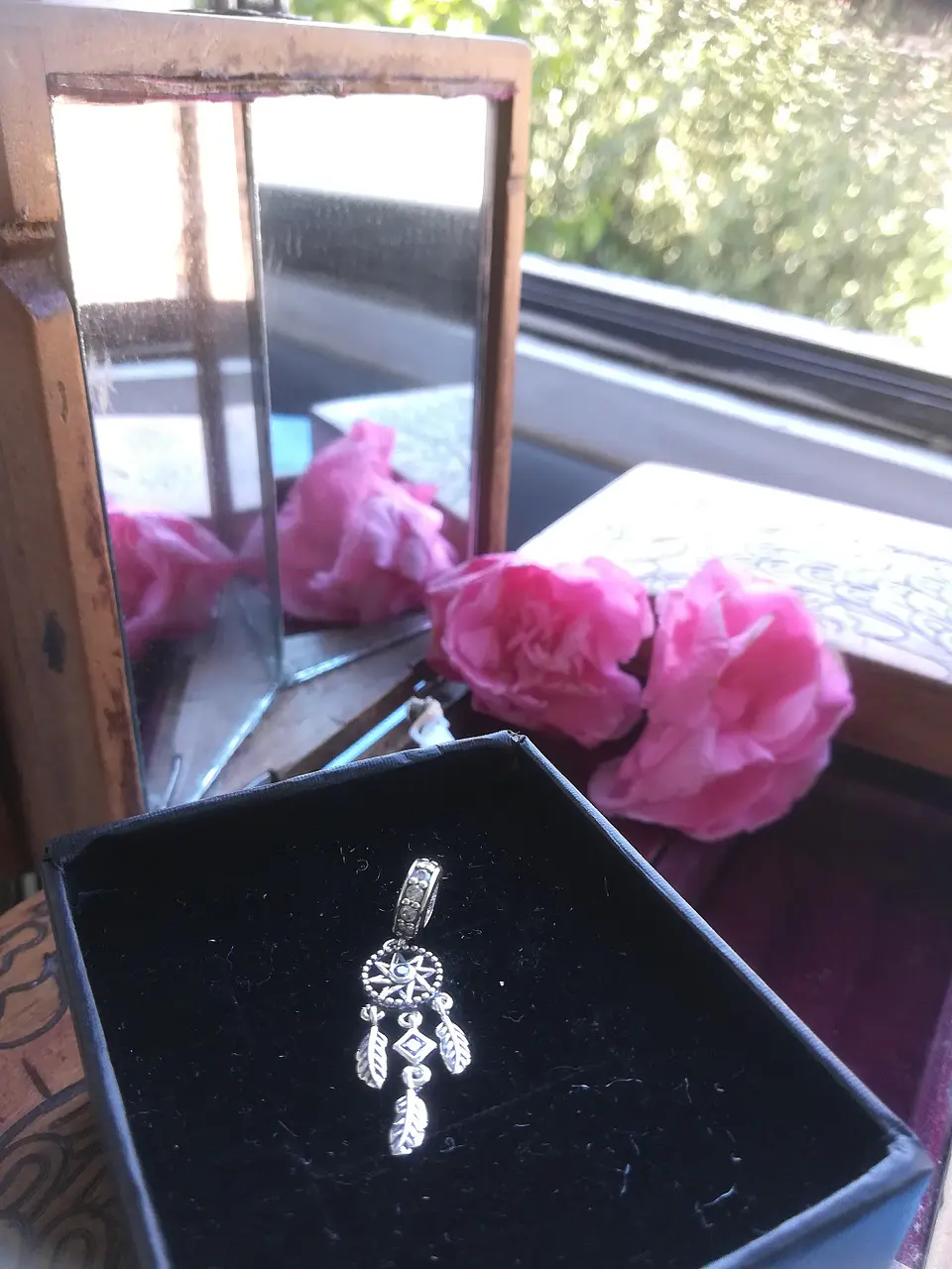 Charm dije abalorio atrapasueños pulsera o colgante lila estilo Pandora 6