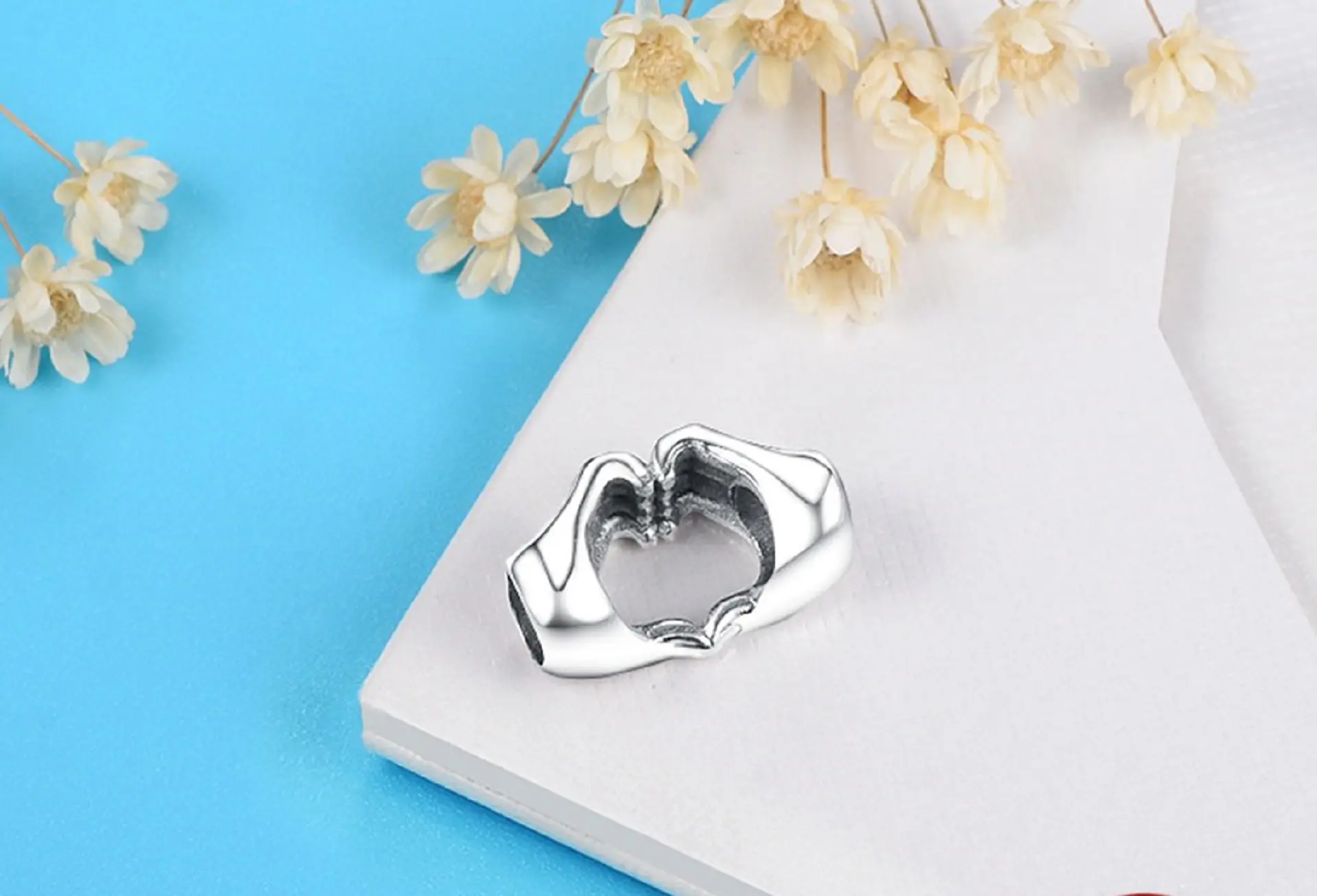 Charm dije abalorio plata 925 mano corazón estilo Pandora 4