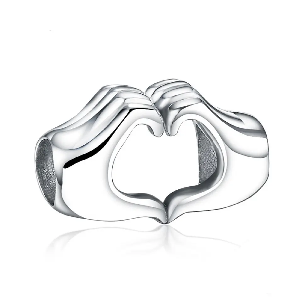 Charm dije abalorio plata 925 mano corazón estilo Pandora 1