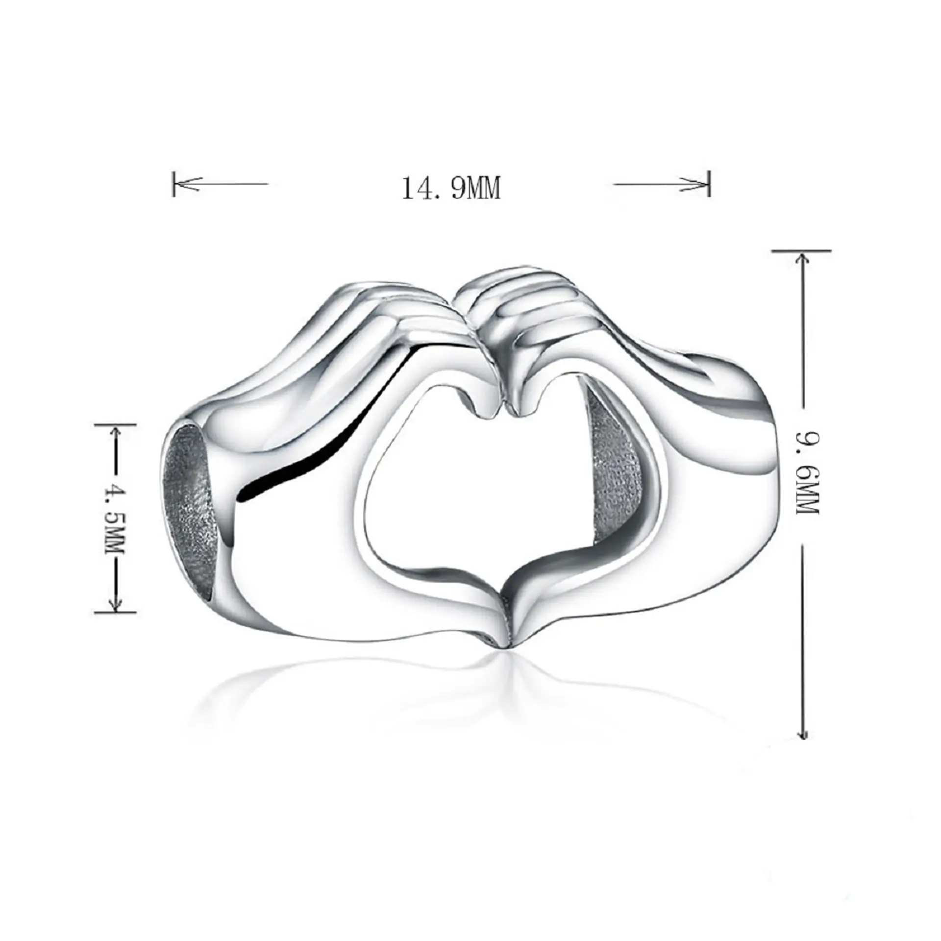 Charm dije abalorio plata 925 mano corazón estilo Pandora 5