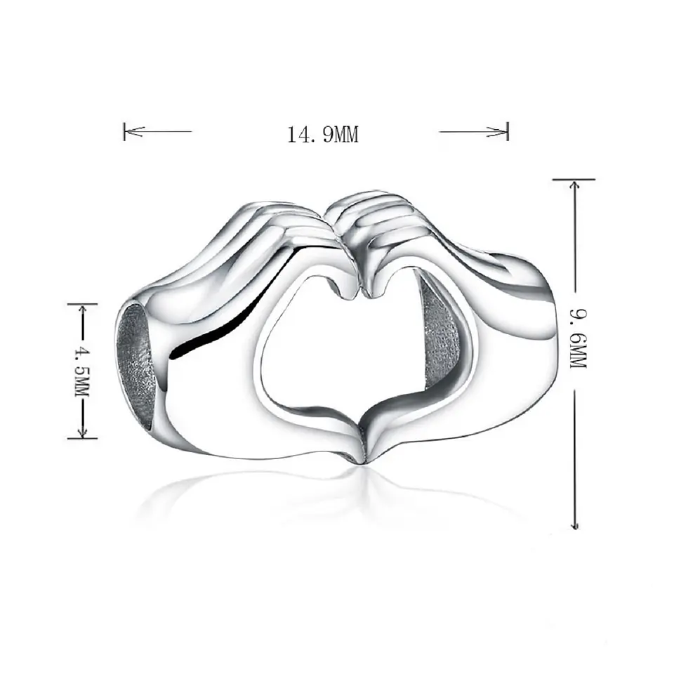 Charm dije abalorio plata 925 mano corazón estilo Pandora 5