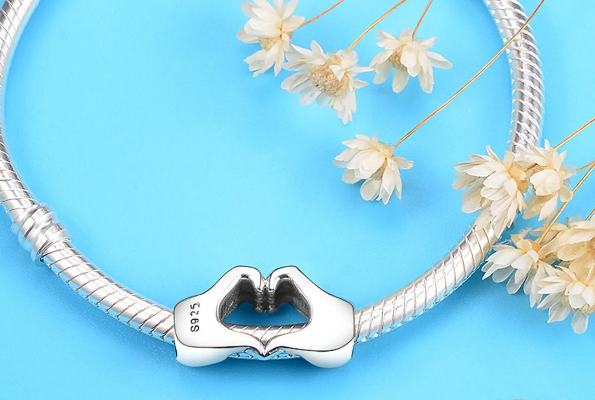 Charm dije abalorio plata 925 mano corazón estilo Pandora 6