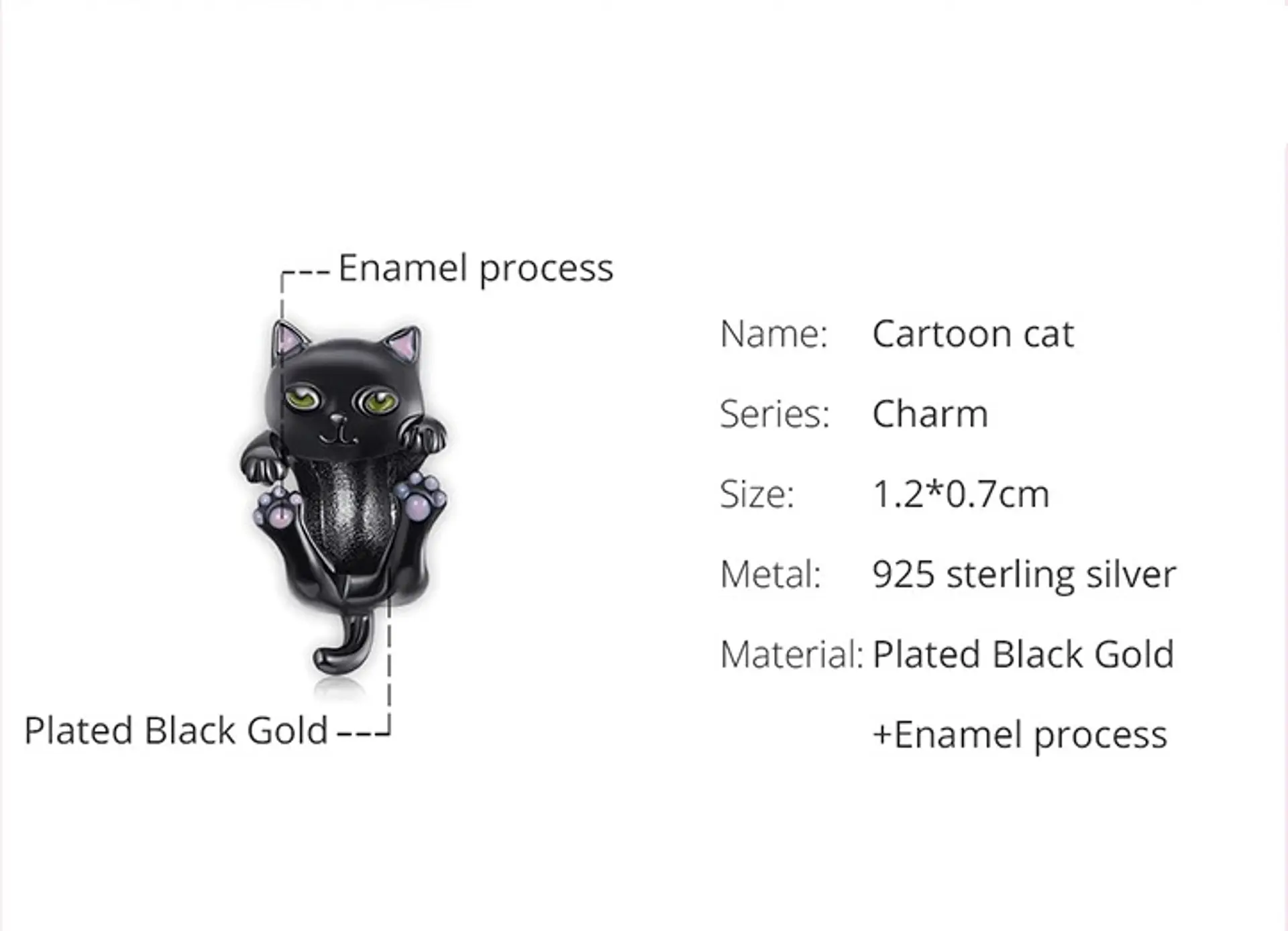 Charm dije abalorio gato gatito pulsera colgante plata 925 estilo Pandora 3