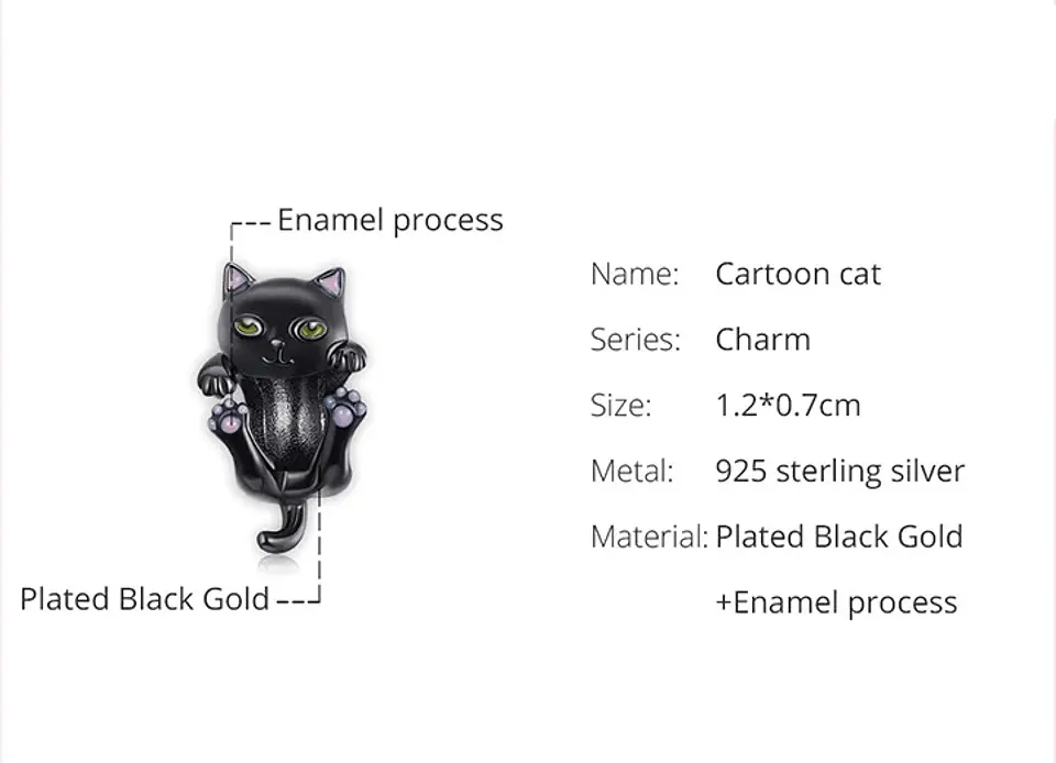 Charm dije abalorio gato gatito pulsera colgante plata 925 estilo Pandora 3